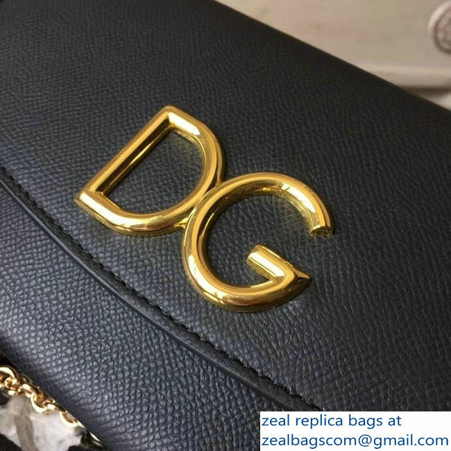 Dolce  &  Gabbana DG Chain Wallet Bag in Dauphine Calfskin Black 2018